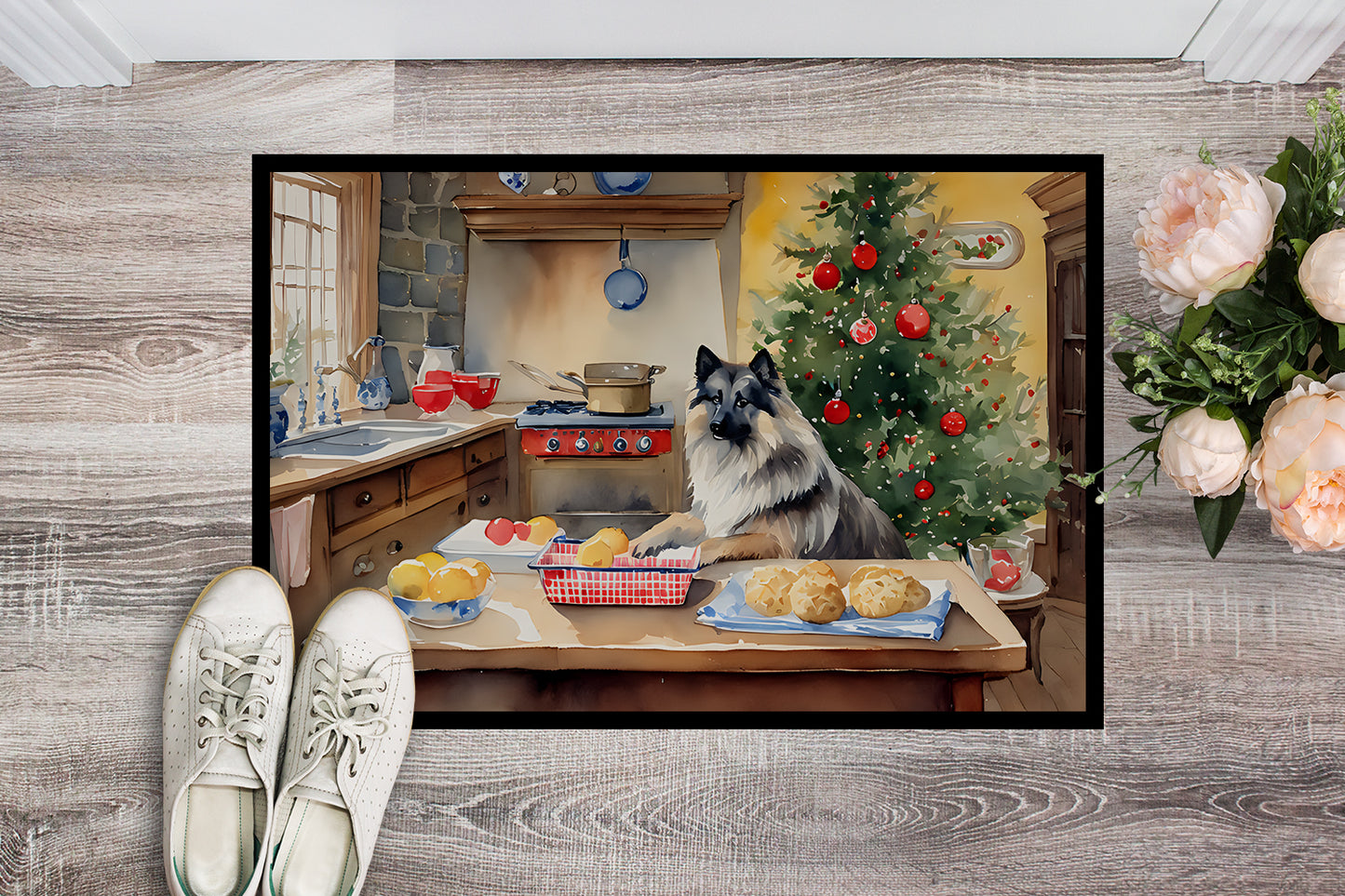 Keeshond Christmas Cookies Doormat