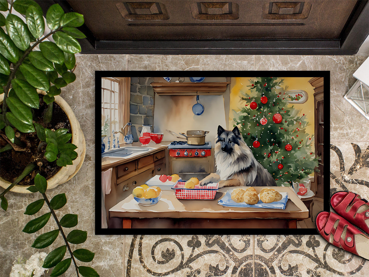 Keeshond Christmas Cookies Doormat