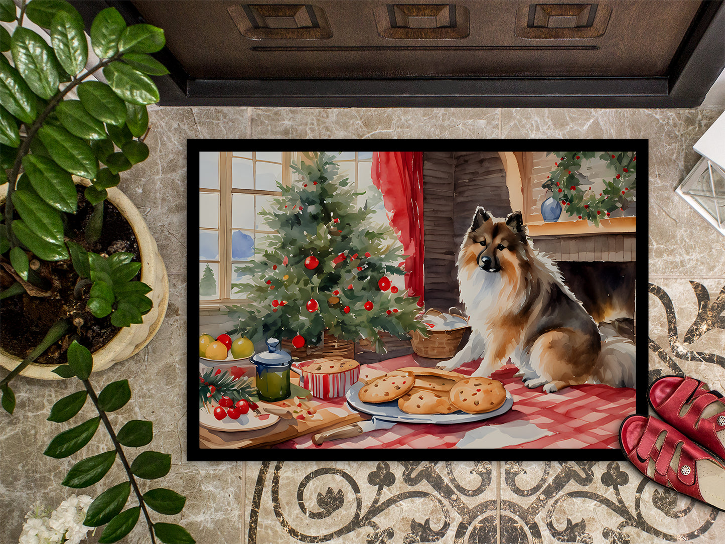 Keeshond Christmas Cookies Doormat