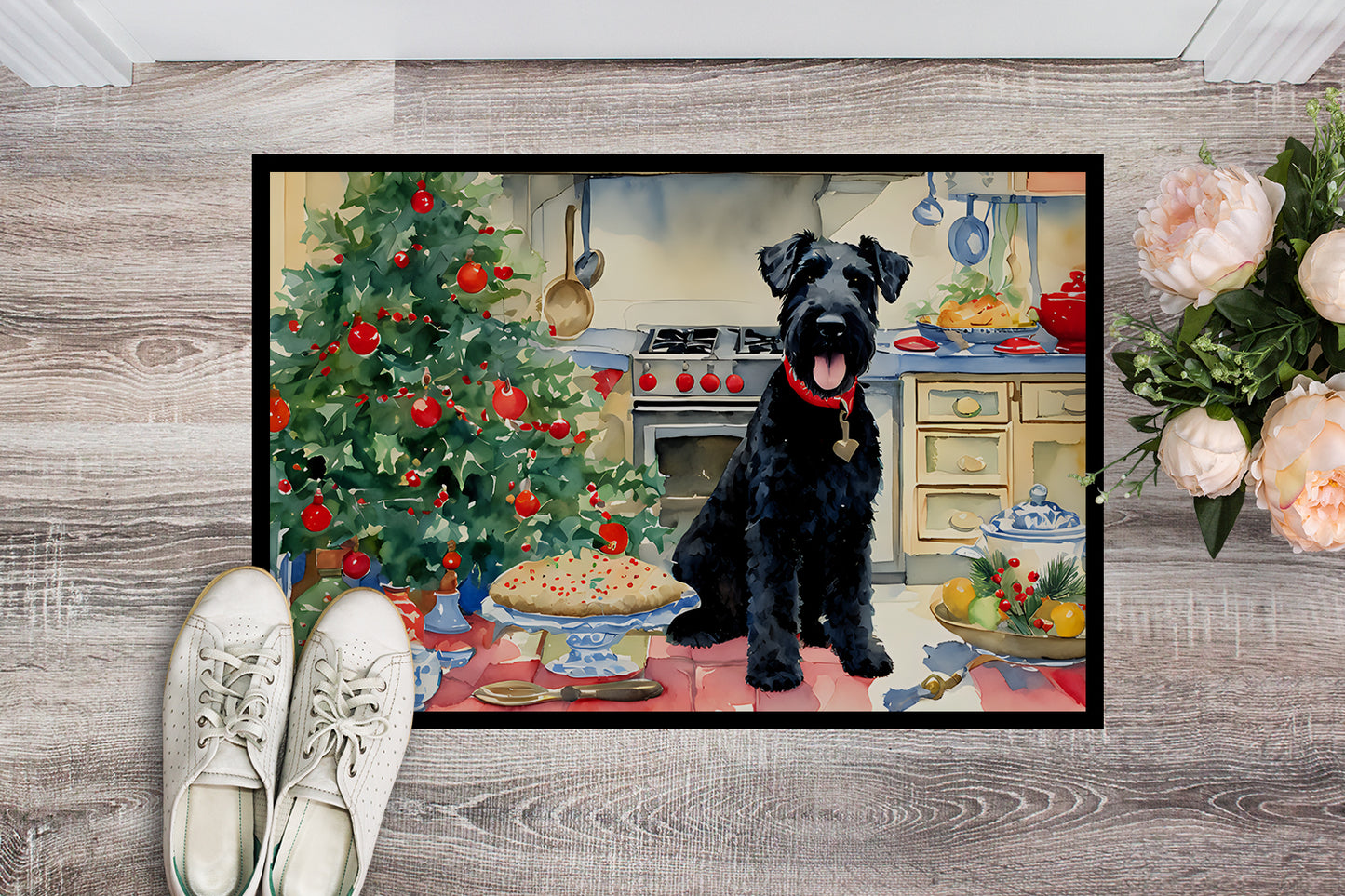 Kerry Blue Terrier Christmas Cookies Doormat