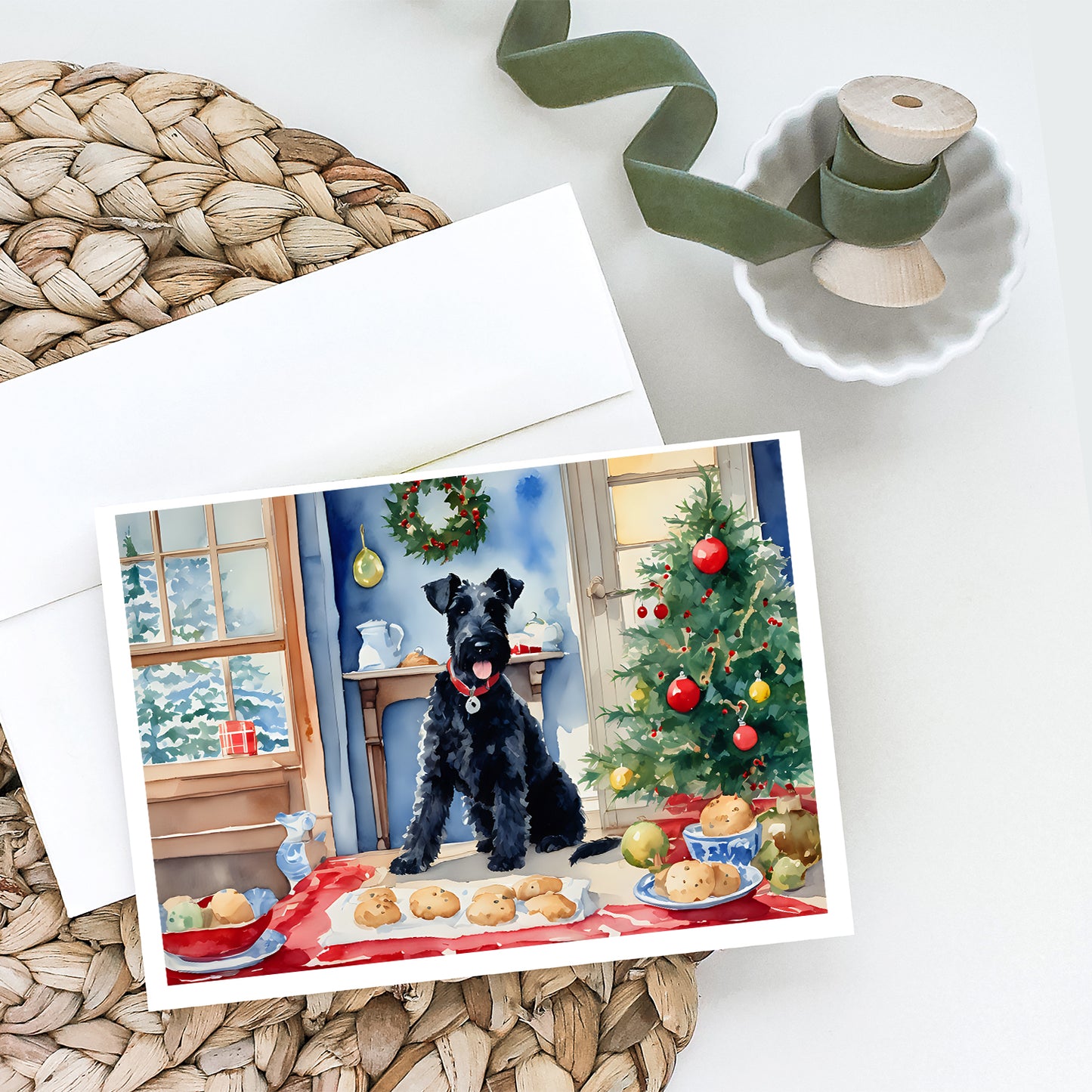 Kerry Blue Terrier Christmas Cookies Greeting Cards Pack of 8