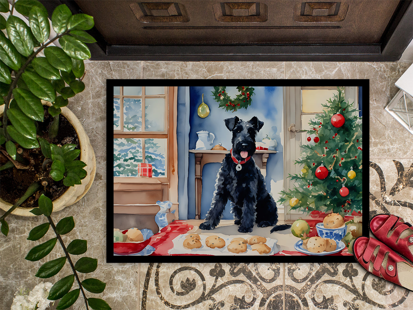 Kerry Blue Terrier Christmas Cookies Doormat