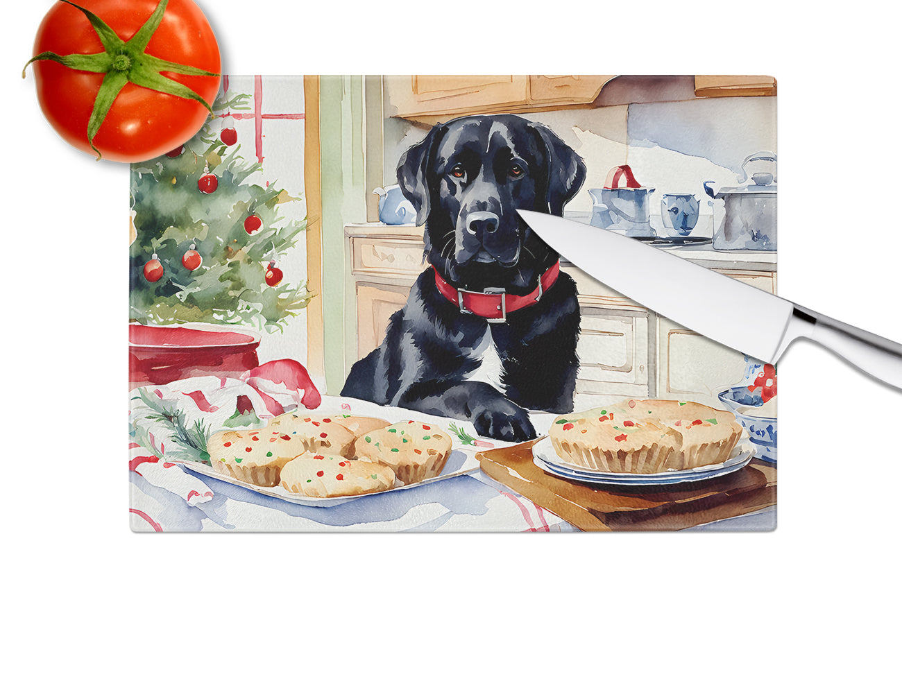 Labrador Retriever Christmas Cookies Glass Cutting Board