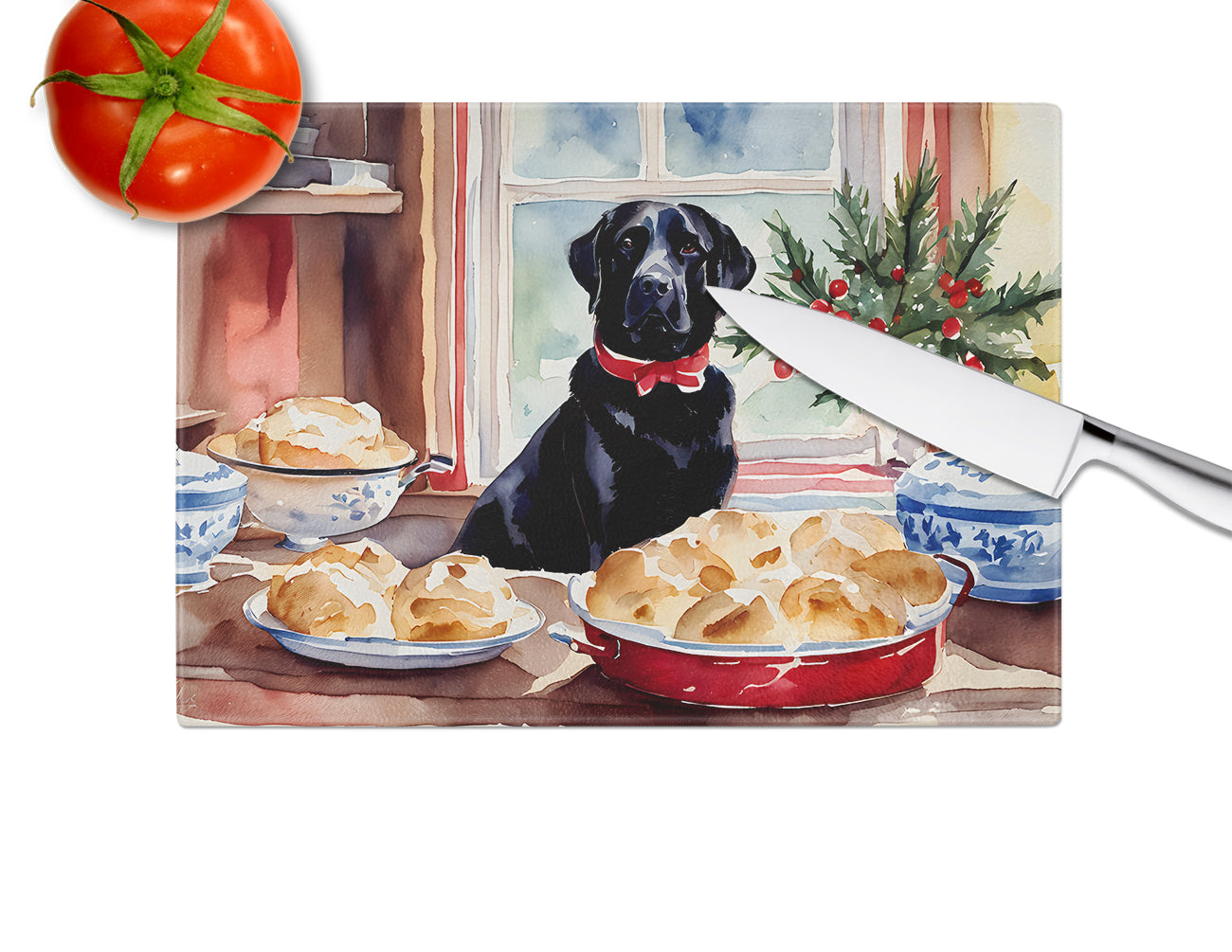 Labrador Retriever Christmas Cookies Glass Cutting Board