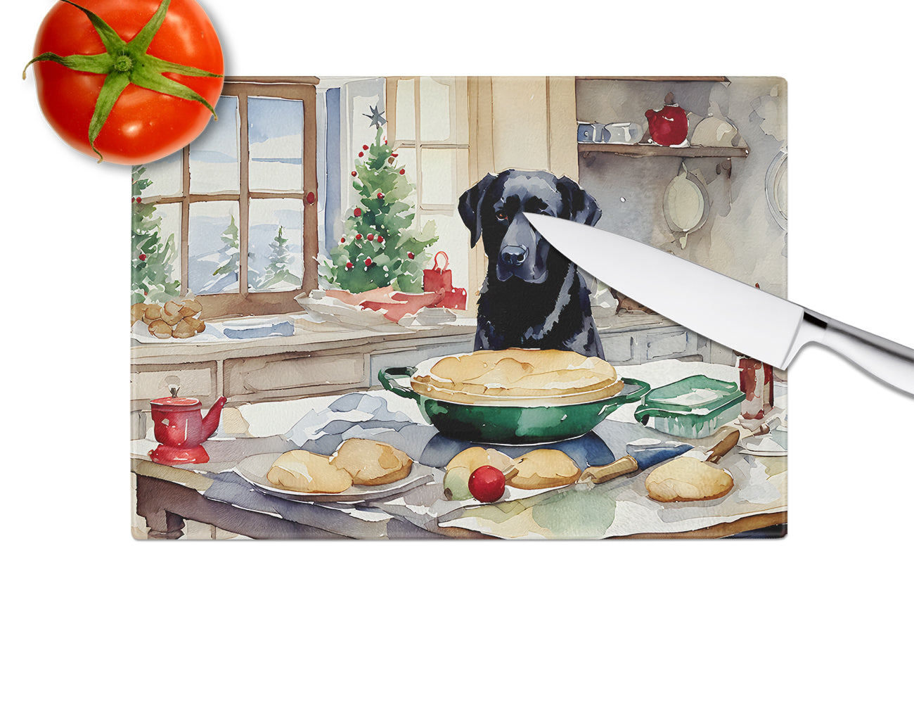 Labrador Retriever Christmas Cookies Glass Cutting Board