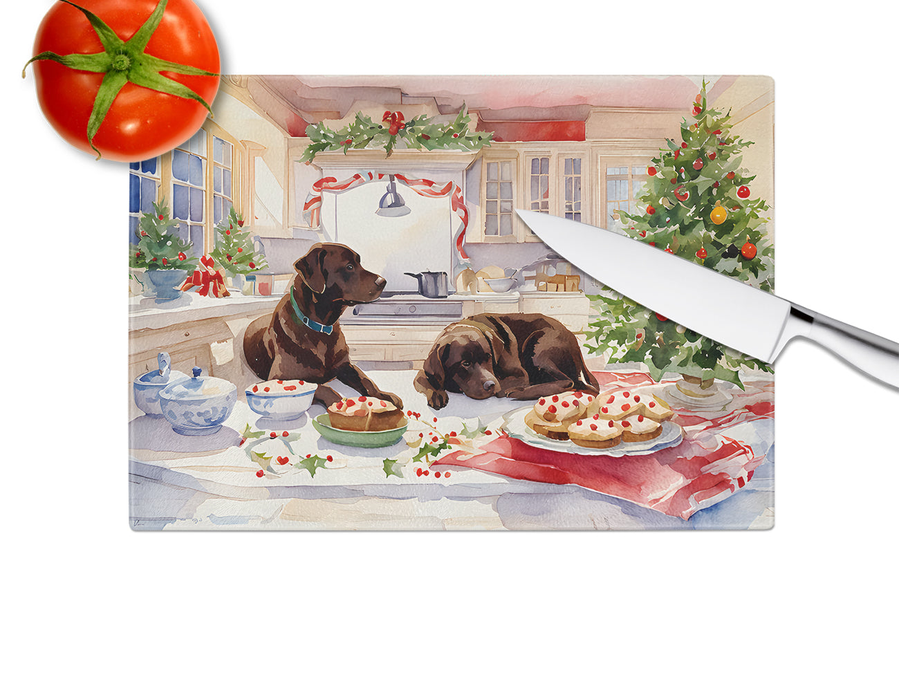 Labrador Retriever Christmas Cookies Glass Cutting Board