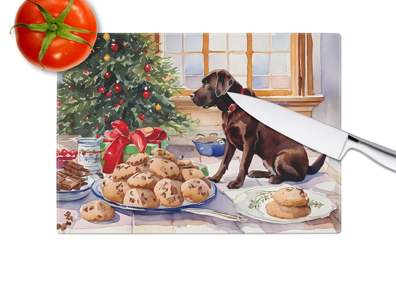 Labrador Retriever Christmas Cookies Glass Cutting Board