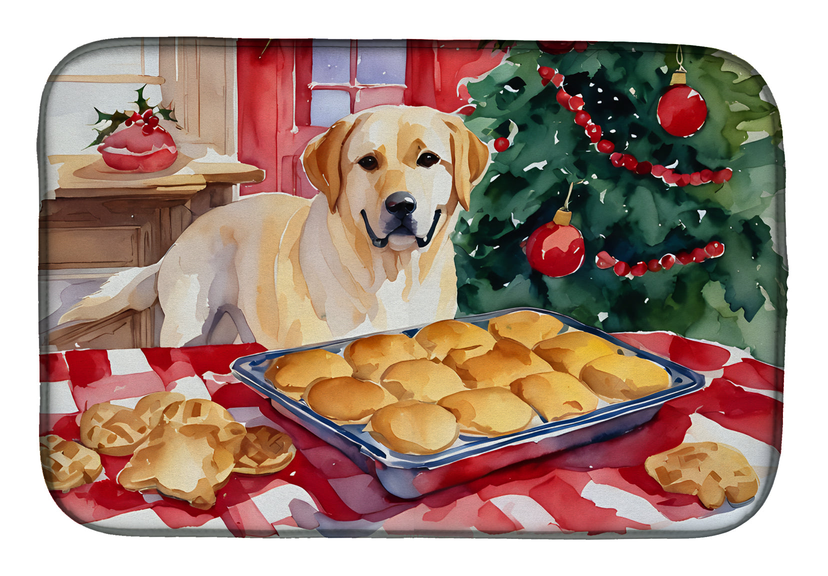 Buy this Labrador Retriever Christmas Cookies Dish Drying Mat