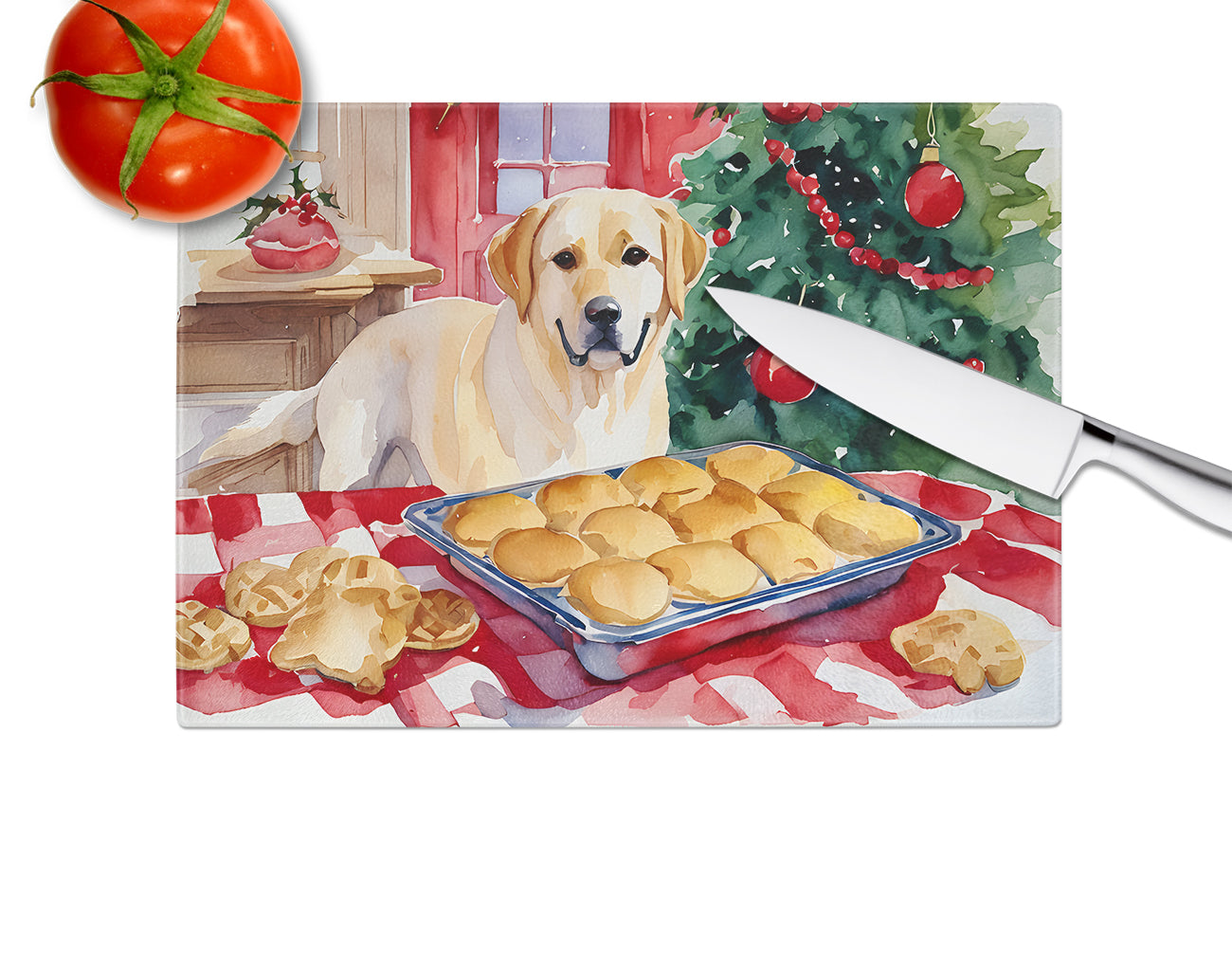 Labrador Retriever Christmas Cookies Glass Cutting Board