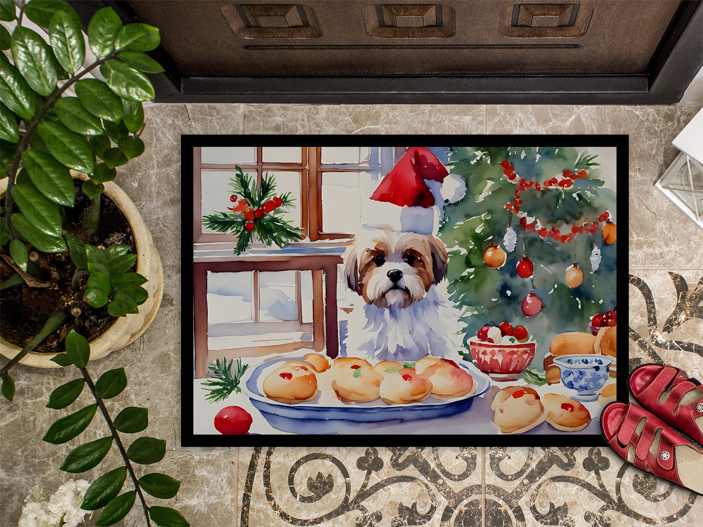 Lhasa Apso Christmas Cookies Doormat