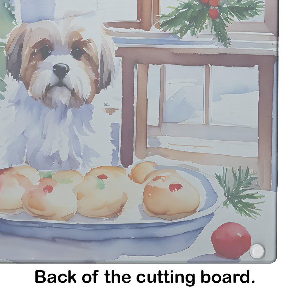 Lhasa Apso Christmas Cookies Glass Cutting Board