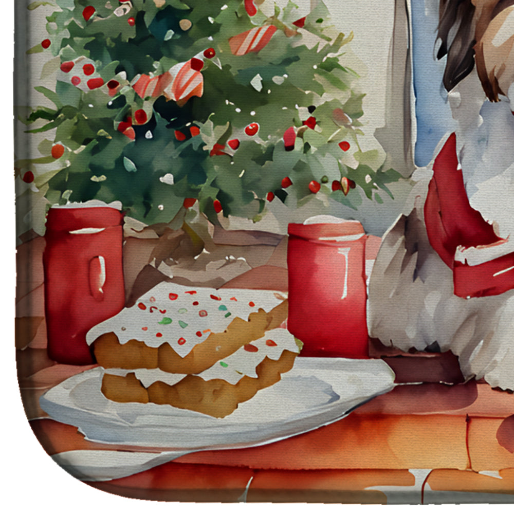 Lhasa Apso Christmas Cookies Dish Drying Mat