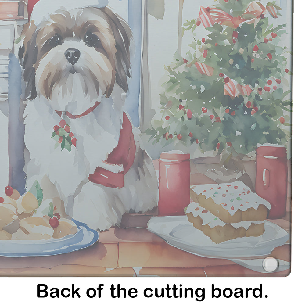 Lhasa Apso Christmas Cookies Glass Cutting Board