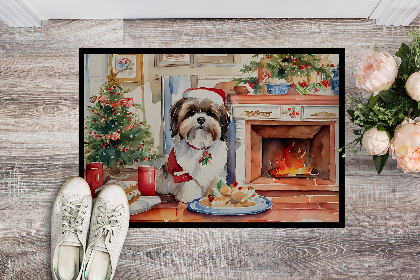 Lhasa Apso Christmas Cookies Doormat