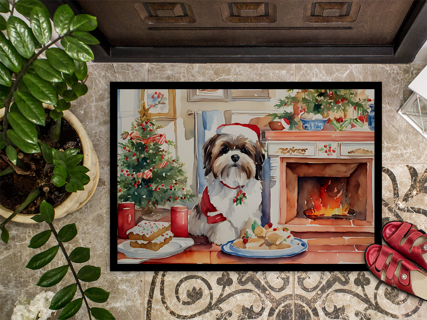 Lhasa Apso Christmas Cookies Doormat