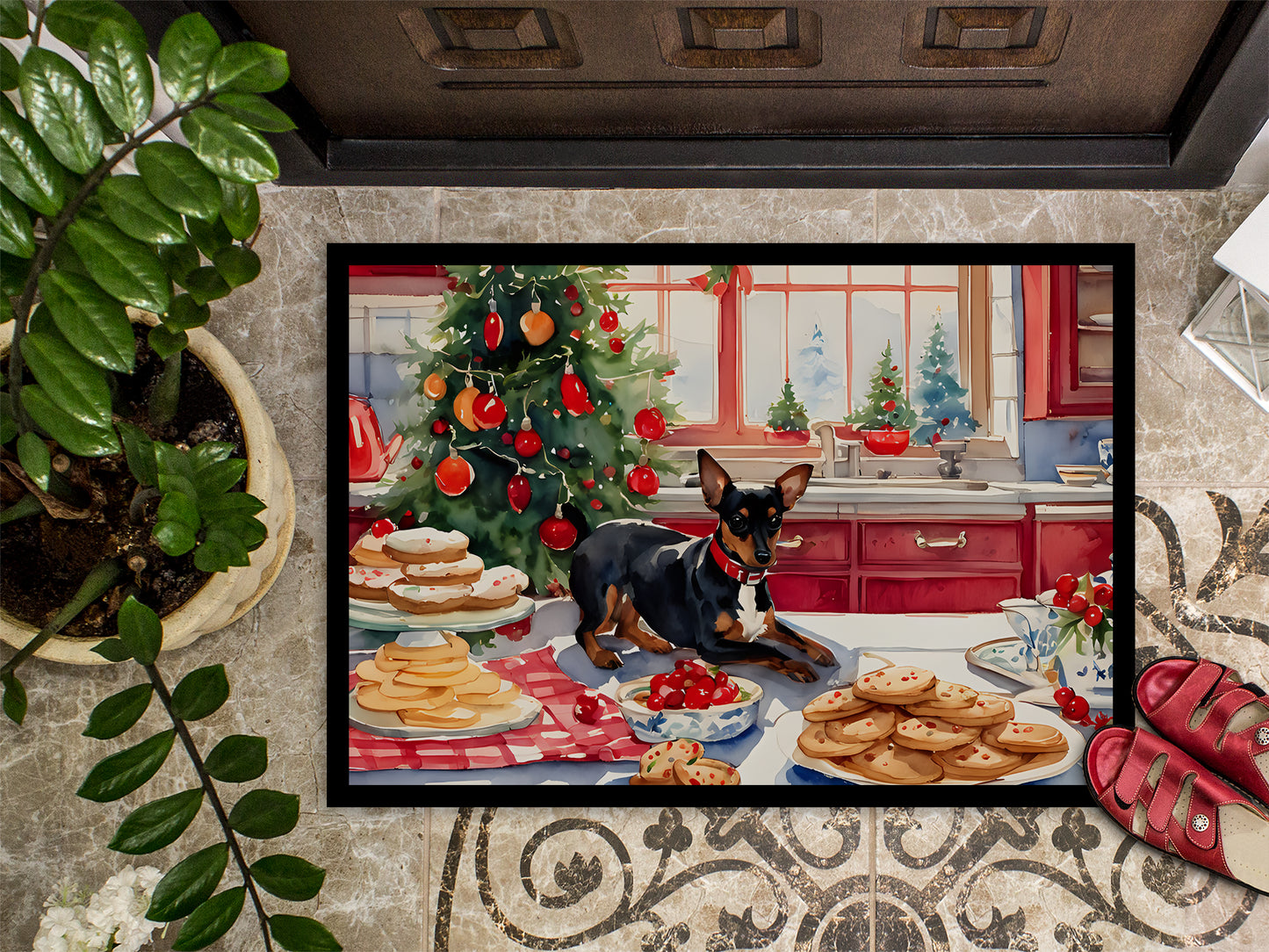 Miniature Pinscher Christmas Cookies Doormat