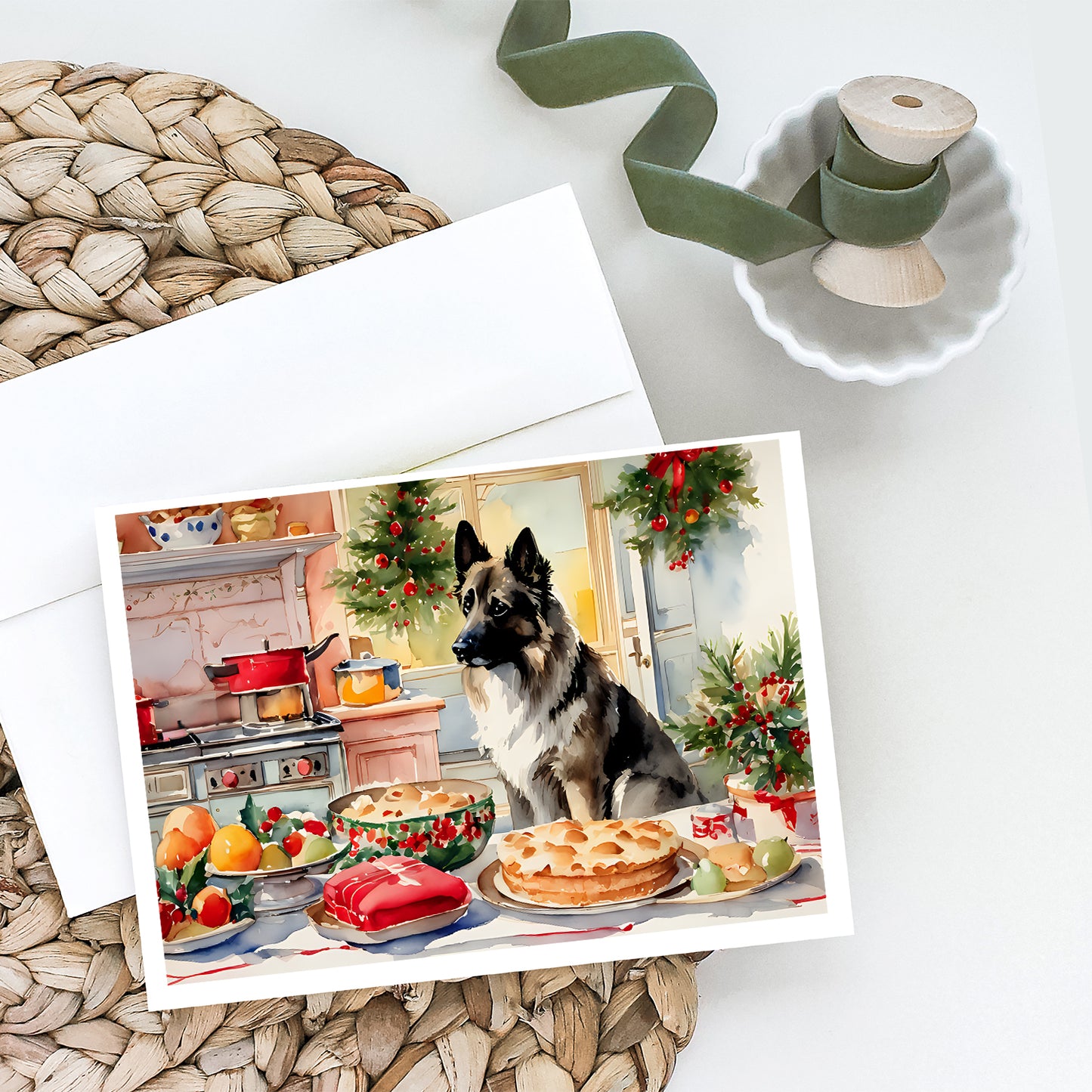 Norwegian Elkhound Christmas Cookies Greeting Cards Pack of 8