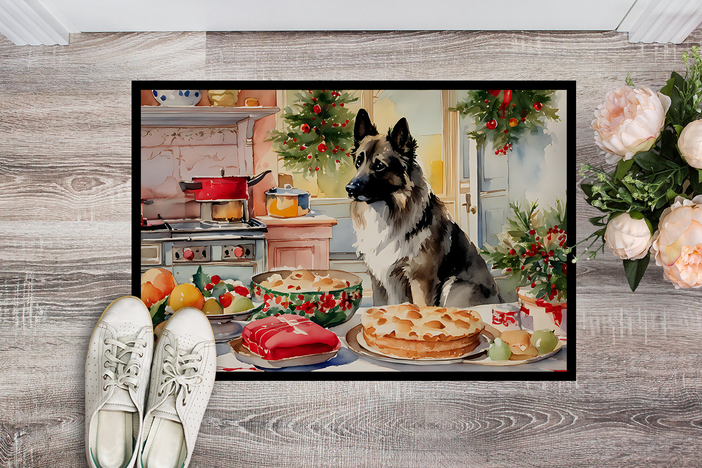 Norwegian Elkhound Christmas Cookies Doormat