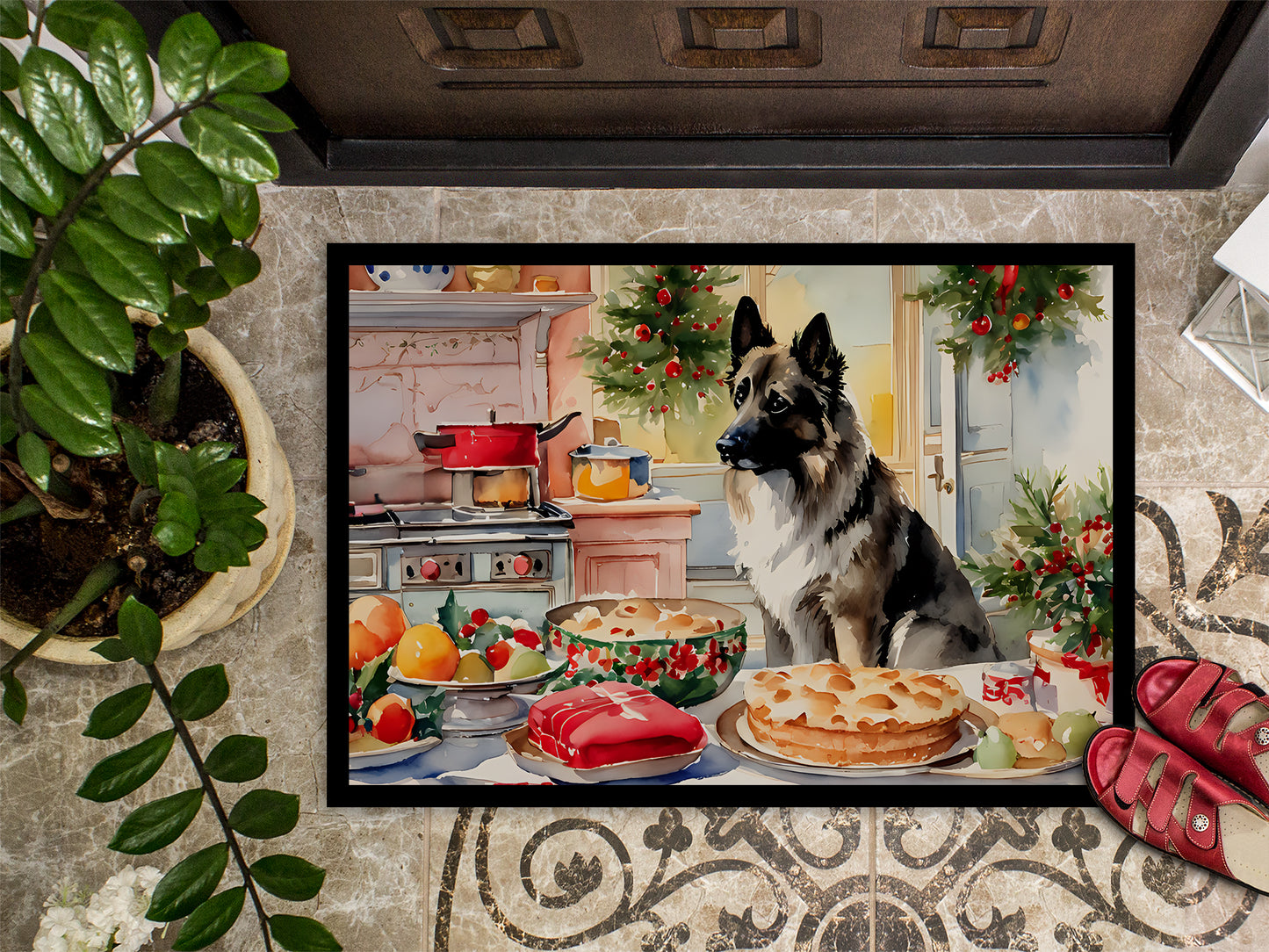 Norwegian Elkhound Christmas Cookies Doormat