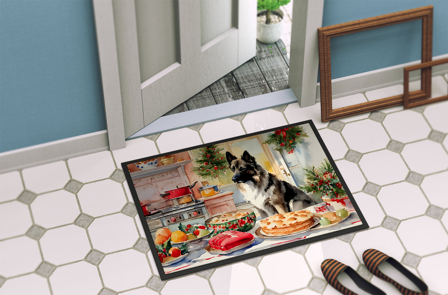 Norwegian Elkhound Christmas Cookies Doormat