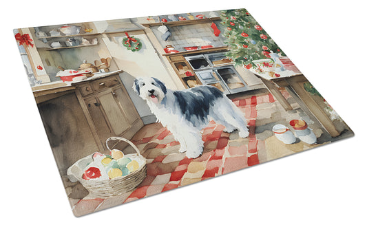 Buy this Old English Sheepdog Christmas Cookies Glass Cutting Board