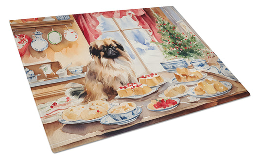 Buy this Pekingese Christmas Cookies Glass Cutting Board