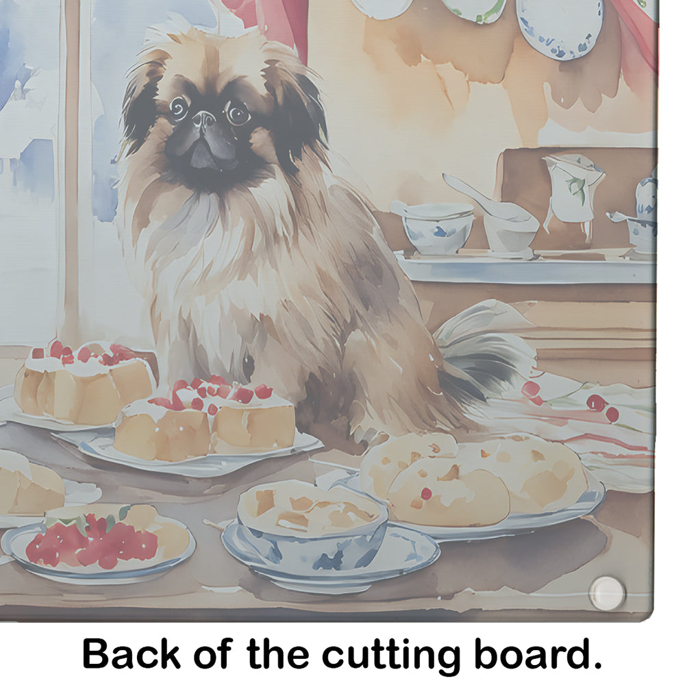 Pekingese Christmas Cookies Glass Cutting Board