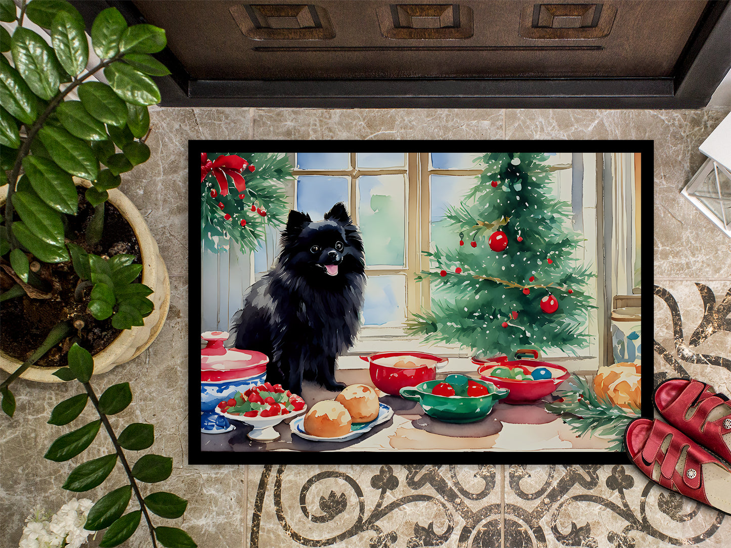 Pomeranian Christmas Cookies Doormat