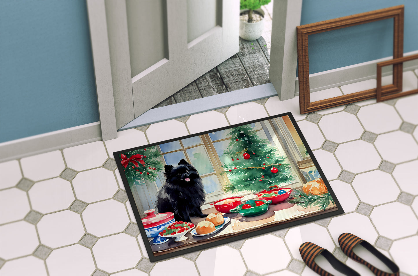 Pomeranian Christmas Cookies Doormat