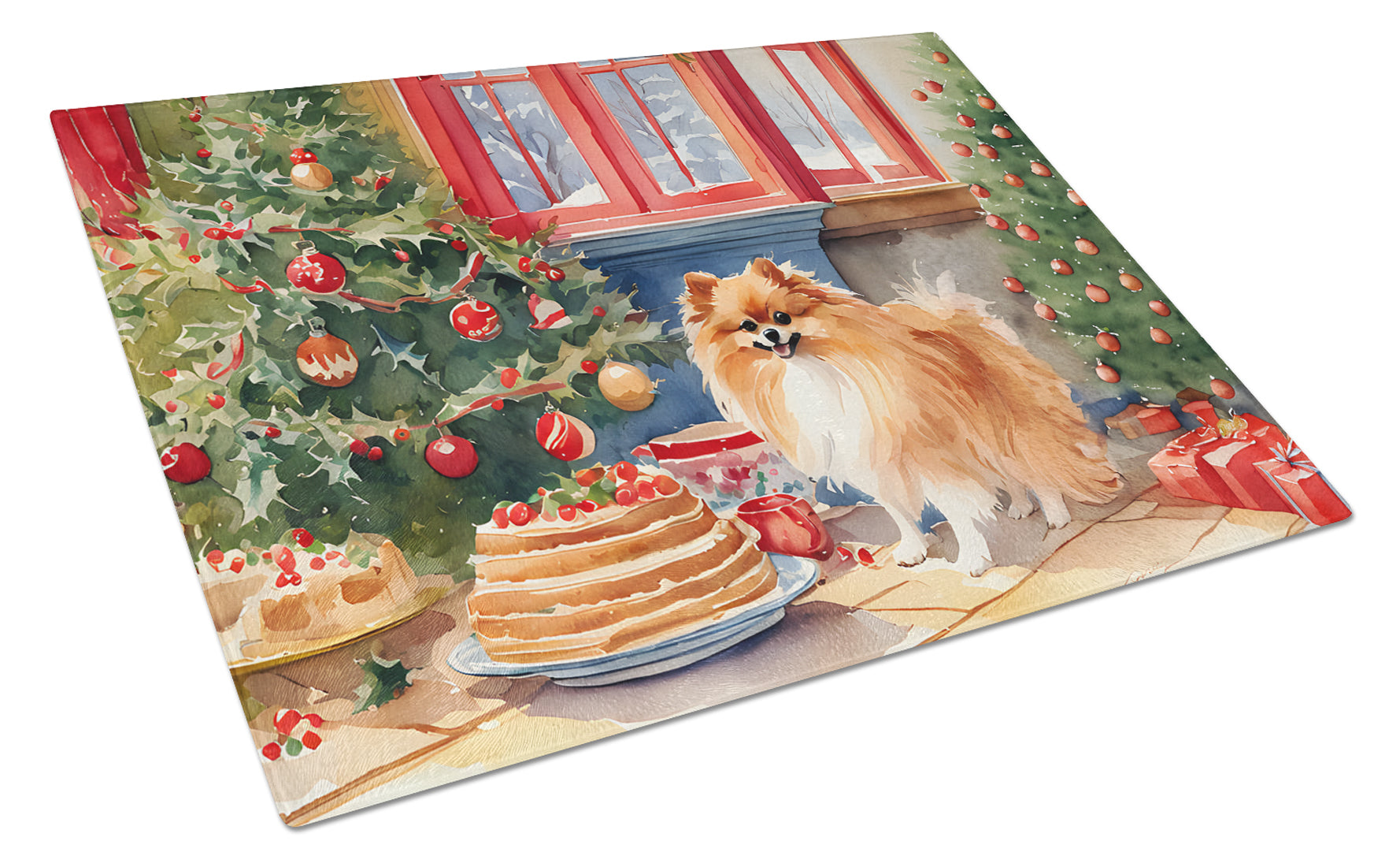 Buy this Pomeranian Christmas Cookies Glass Cutting Board