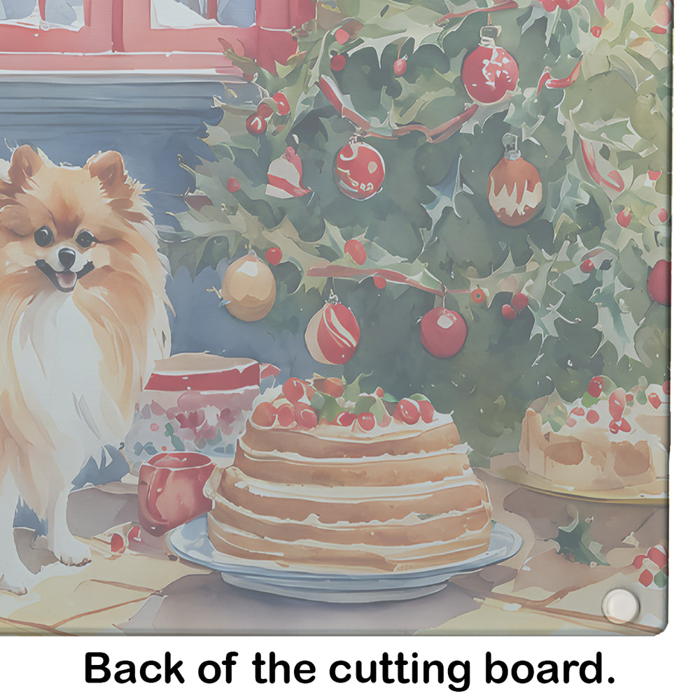 Pomeranian Christmas Cookies Glass Cutting Board