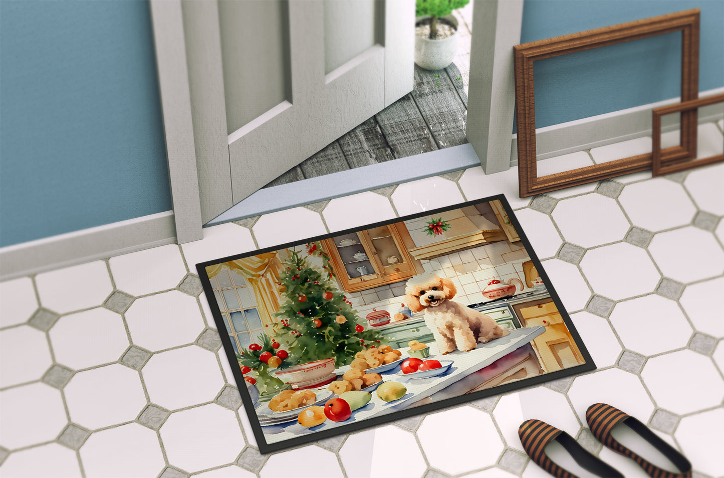 Poodle Christmas Cookies Doormat