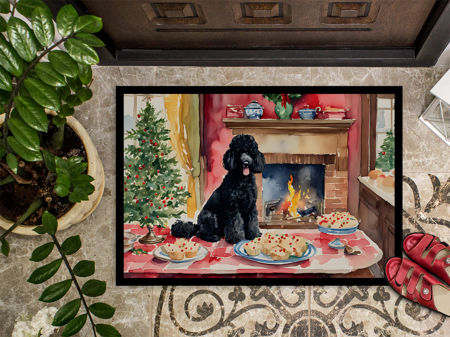 Poodle Christmas Cookies Doormat