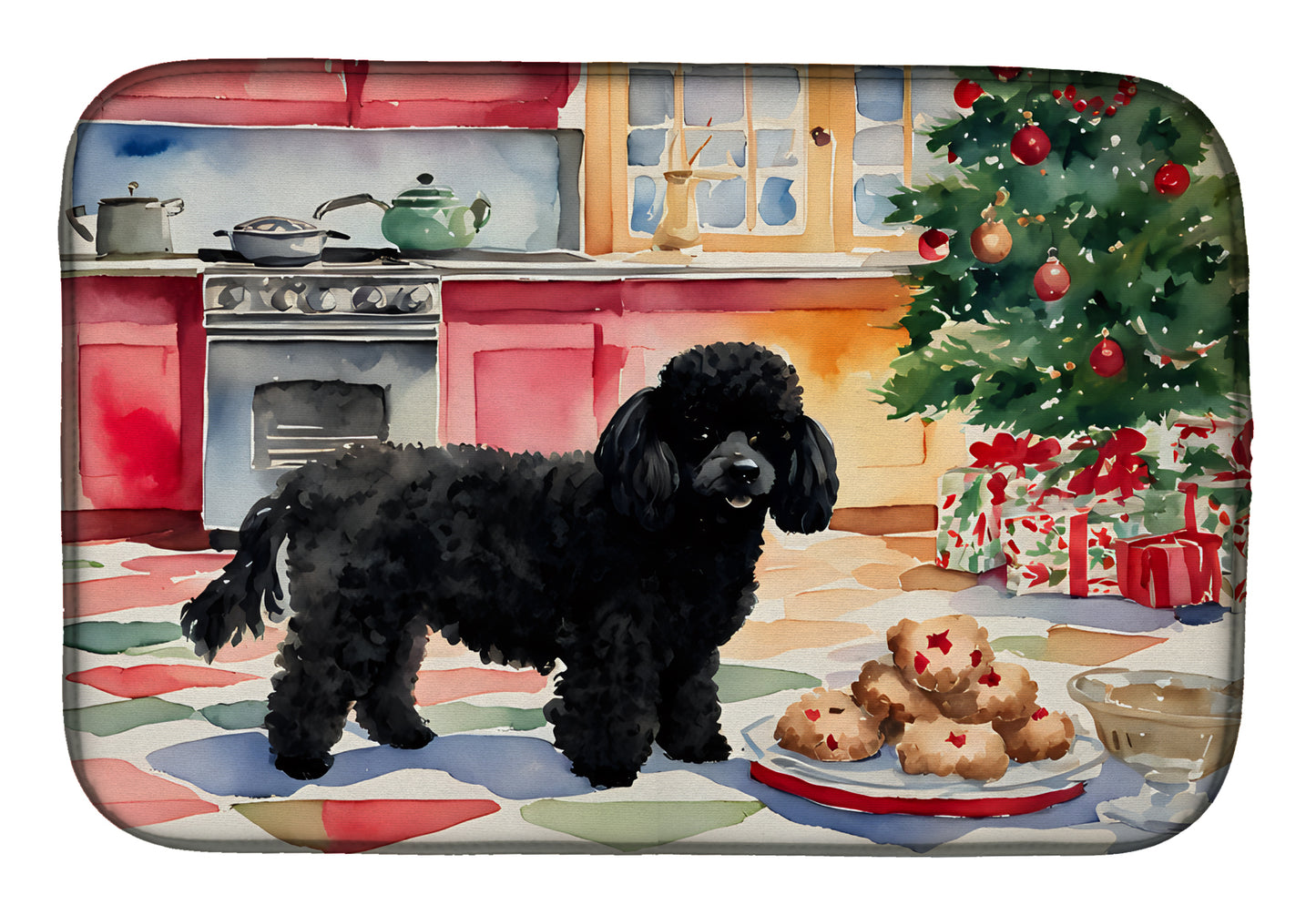 Buy this Poodle Christmas Cookies Dish Drying Mat