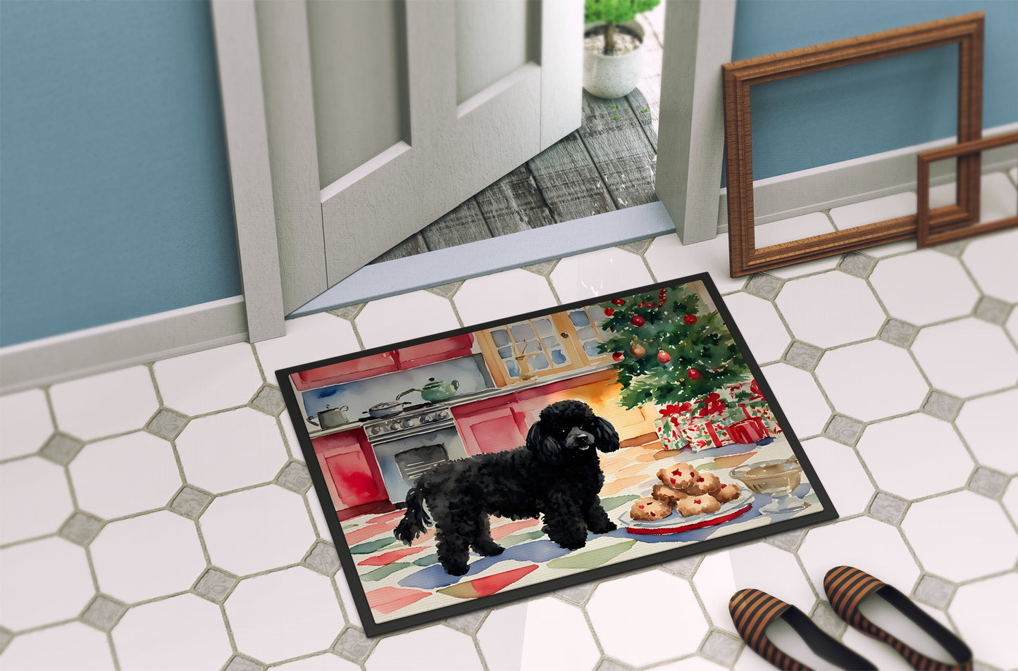 Poodle Christmas Cookies Doormat