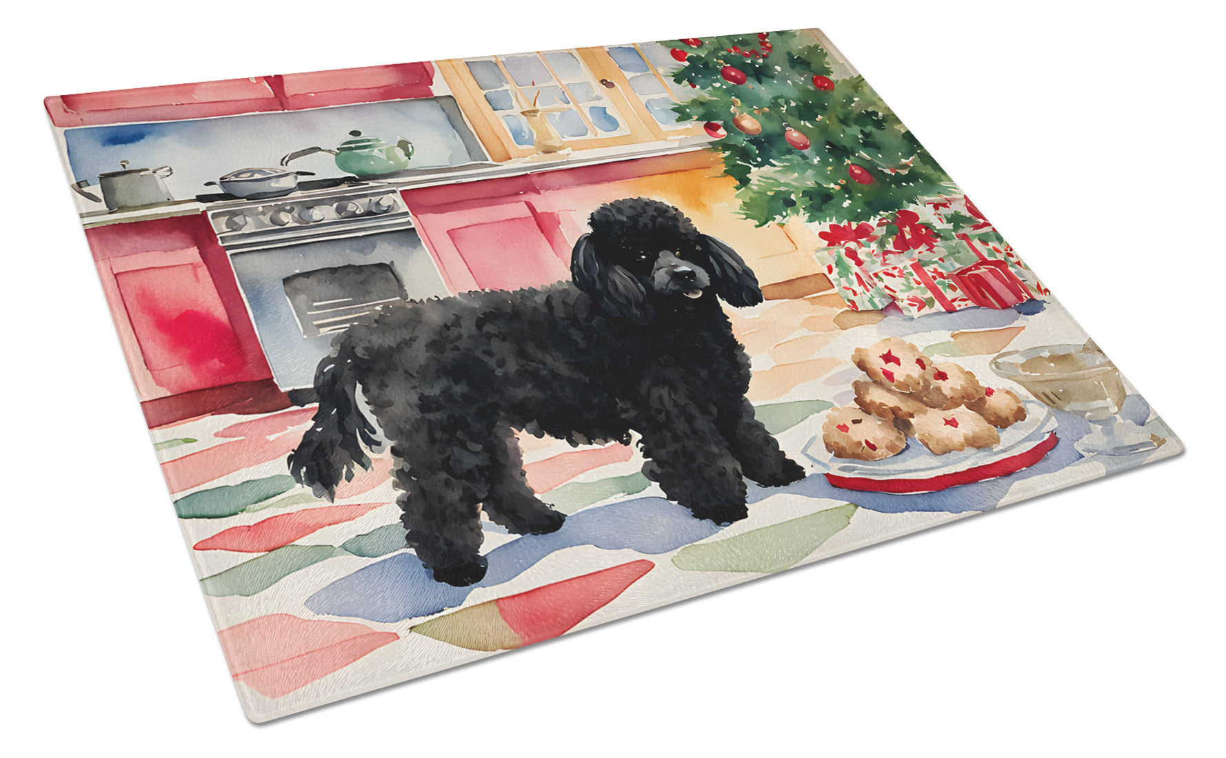 Buy this Poodle Christmas Cookies Glass Cutting Board