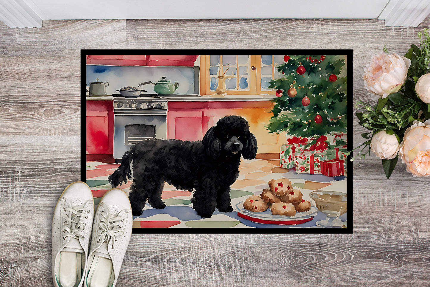 Poodle Christmas Cookies Doormat