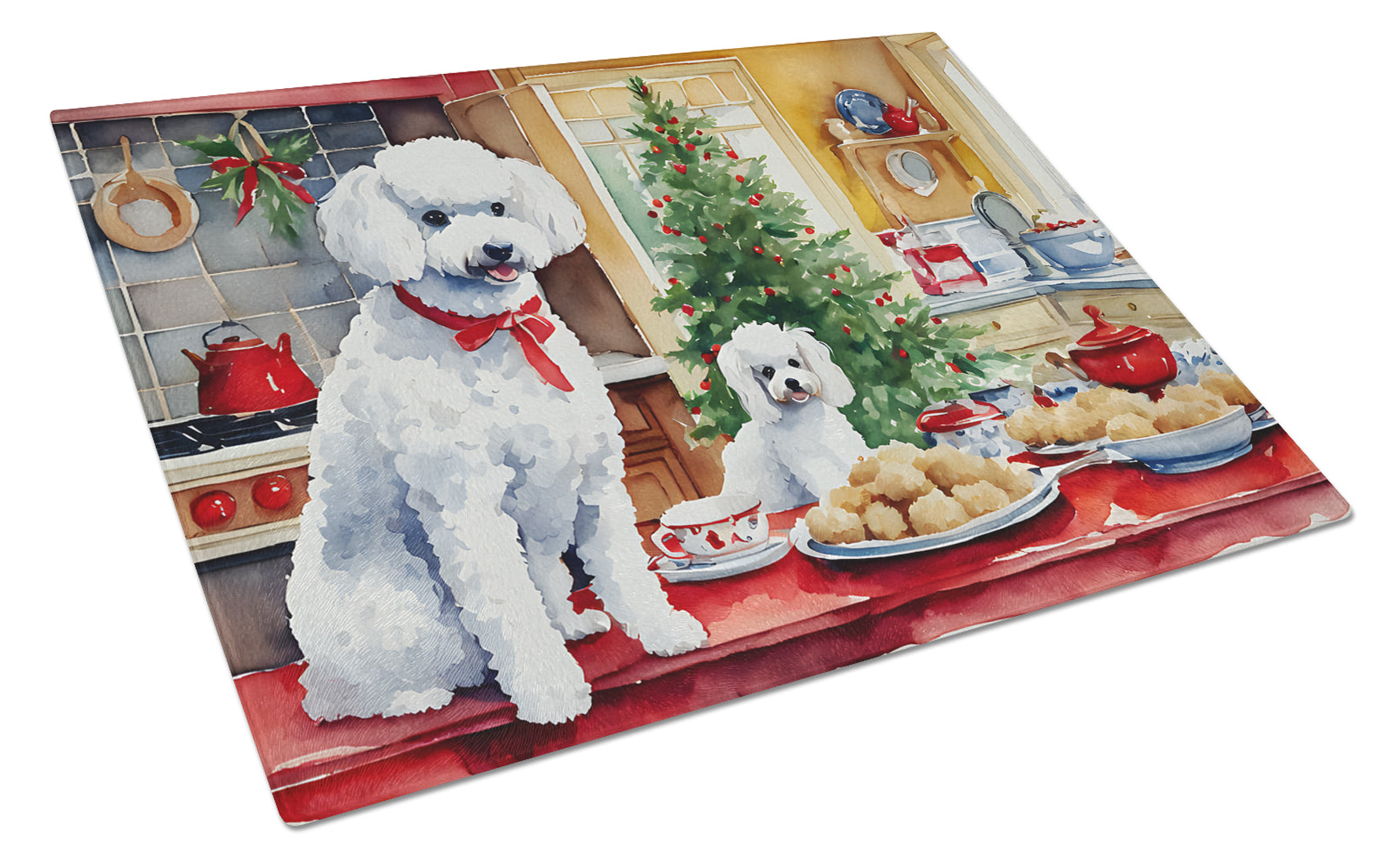 Buy this Poodle Christmas Cookies Glass Cutting Board