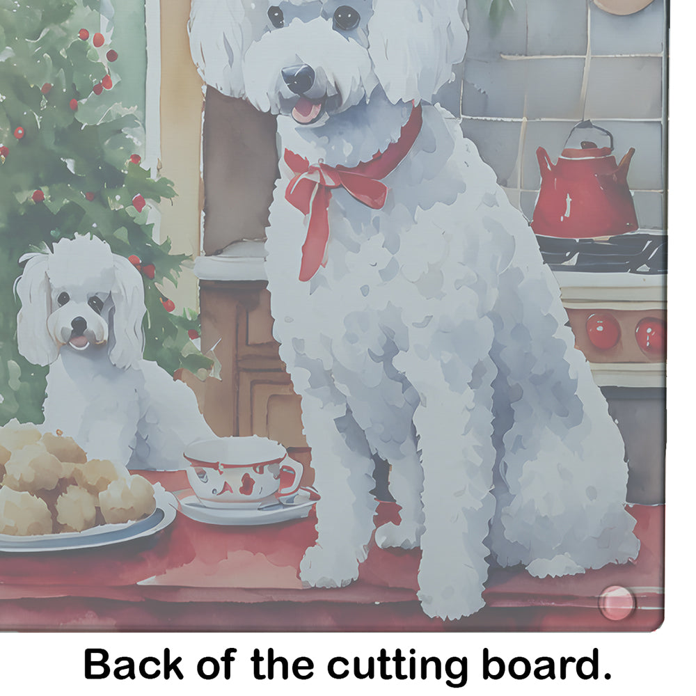 Poodle Christmas Cookies Glass Cutting Board