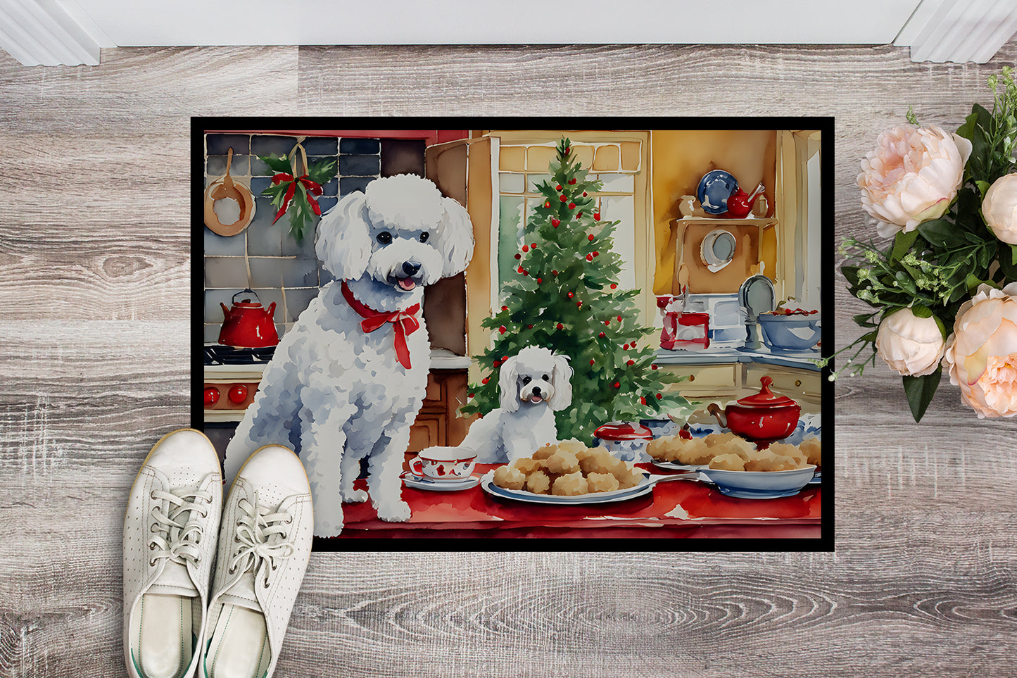 Poodle Christmas Cookies Doormat