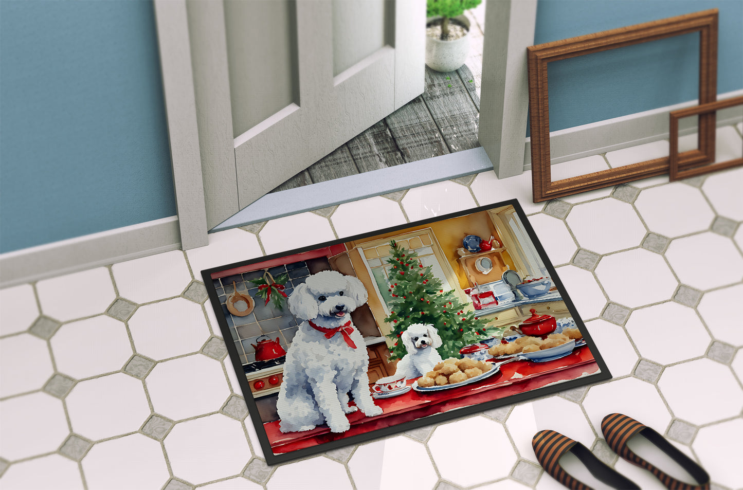 Poodle Christmas Cookies Doormat