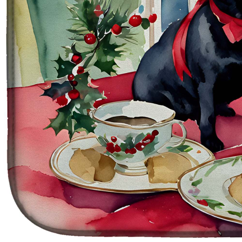 Pug Christmas Cookies Dish Drying Mat