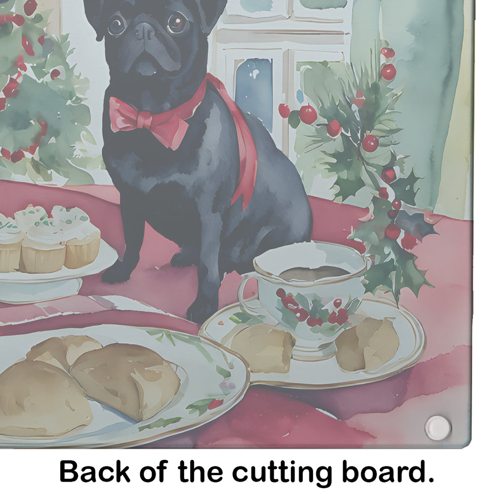 Pug Christmas Cookies Glass Cutting Board