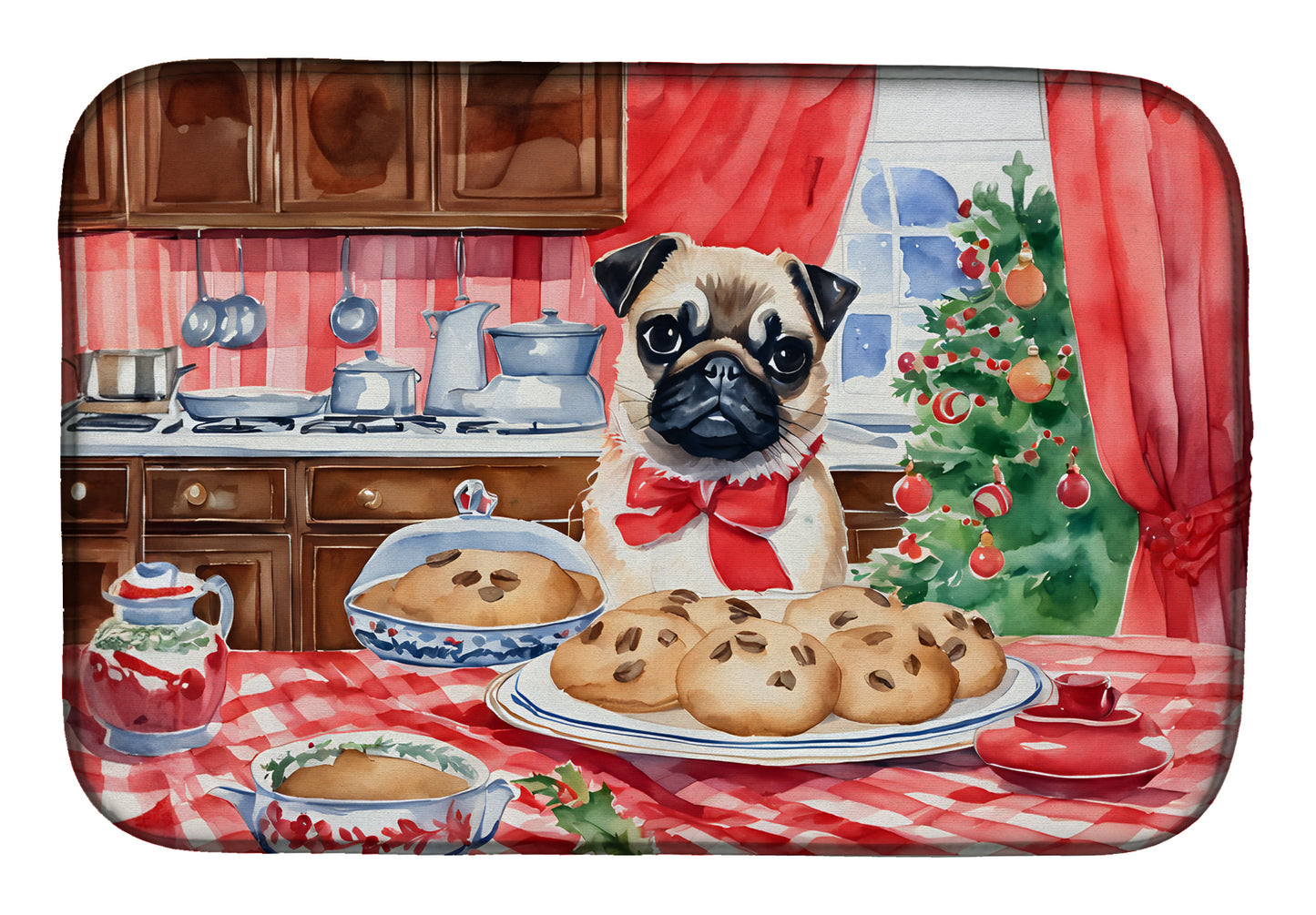 Buy this Pug Christmas Cookies Dish Drying Mat