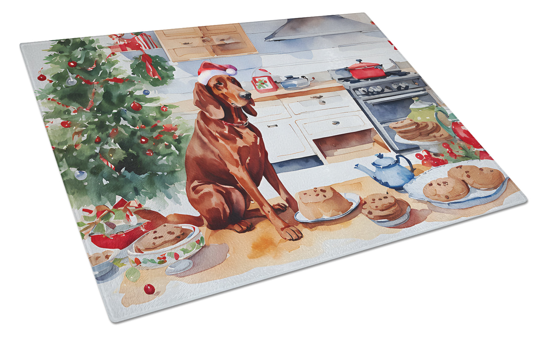 Buy this Redbone Coonhound Christmas Cookies Glass Cutting Board