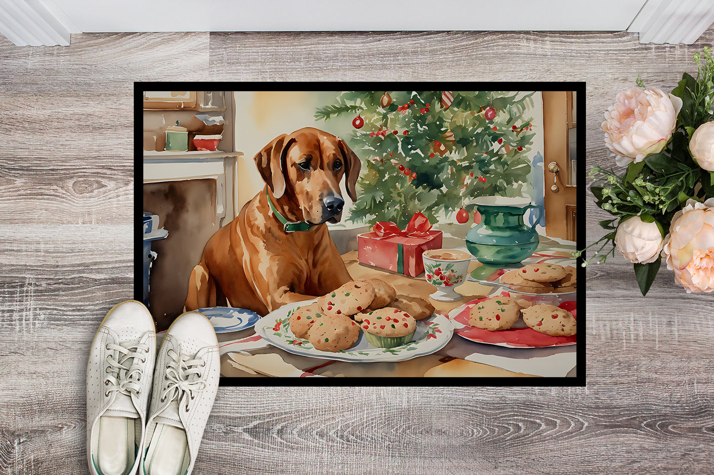 Rhodesian Ridgeback Christmas Cookies Doormat