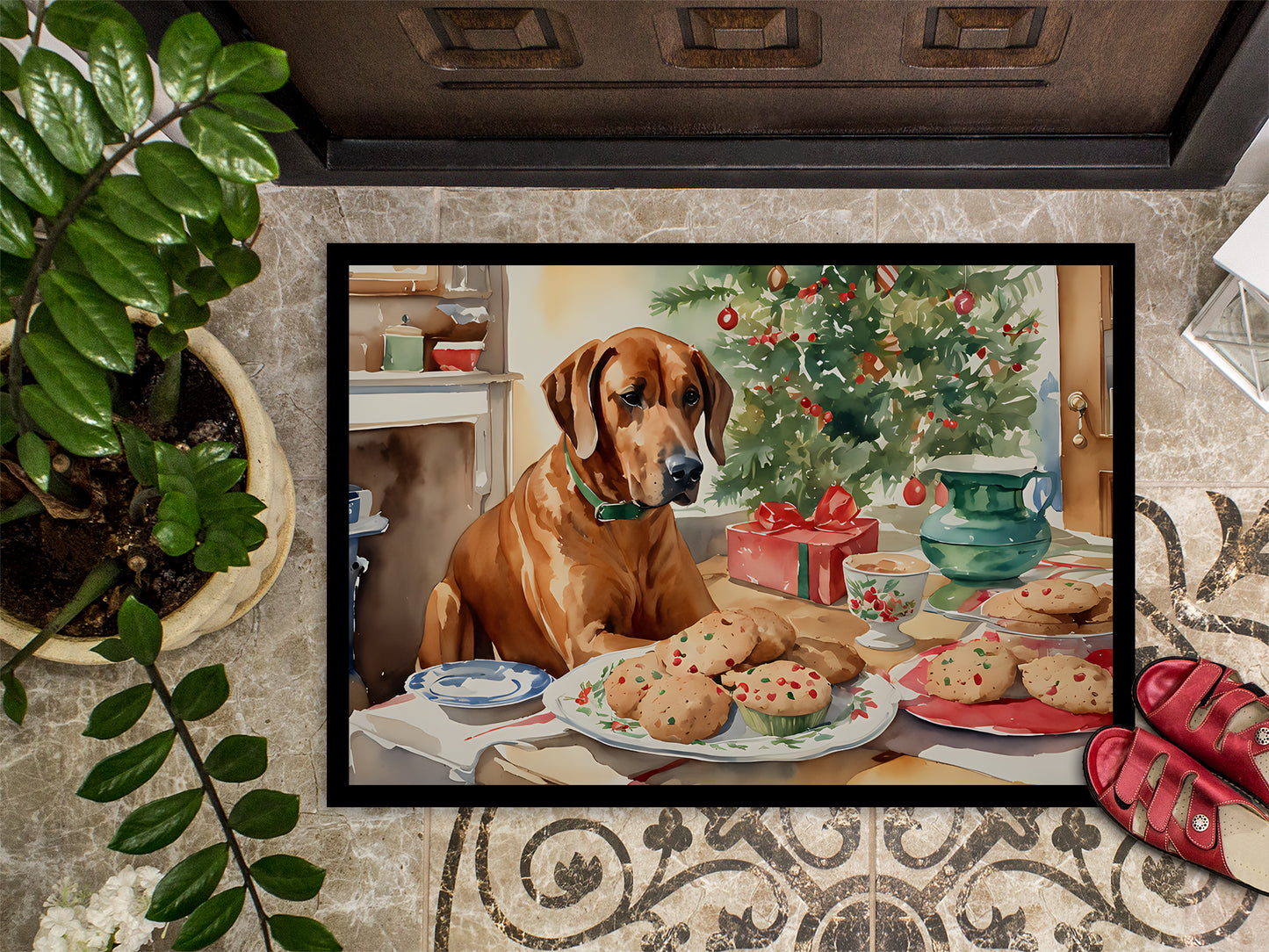 Rhodesian Ridgeback Christmas Cookies Doormat