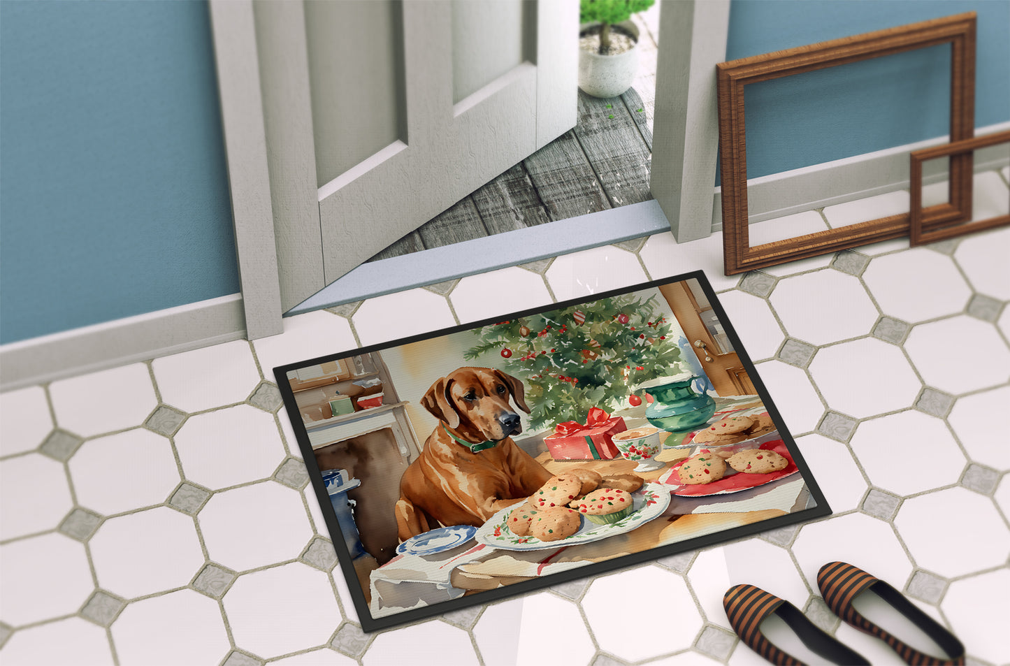 Rhodesian Ridgeback Christmas Cookies Doormat