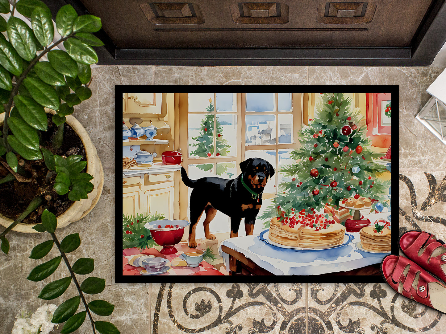 Rottweiler Christmas Cookies Doormat