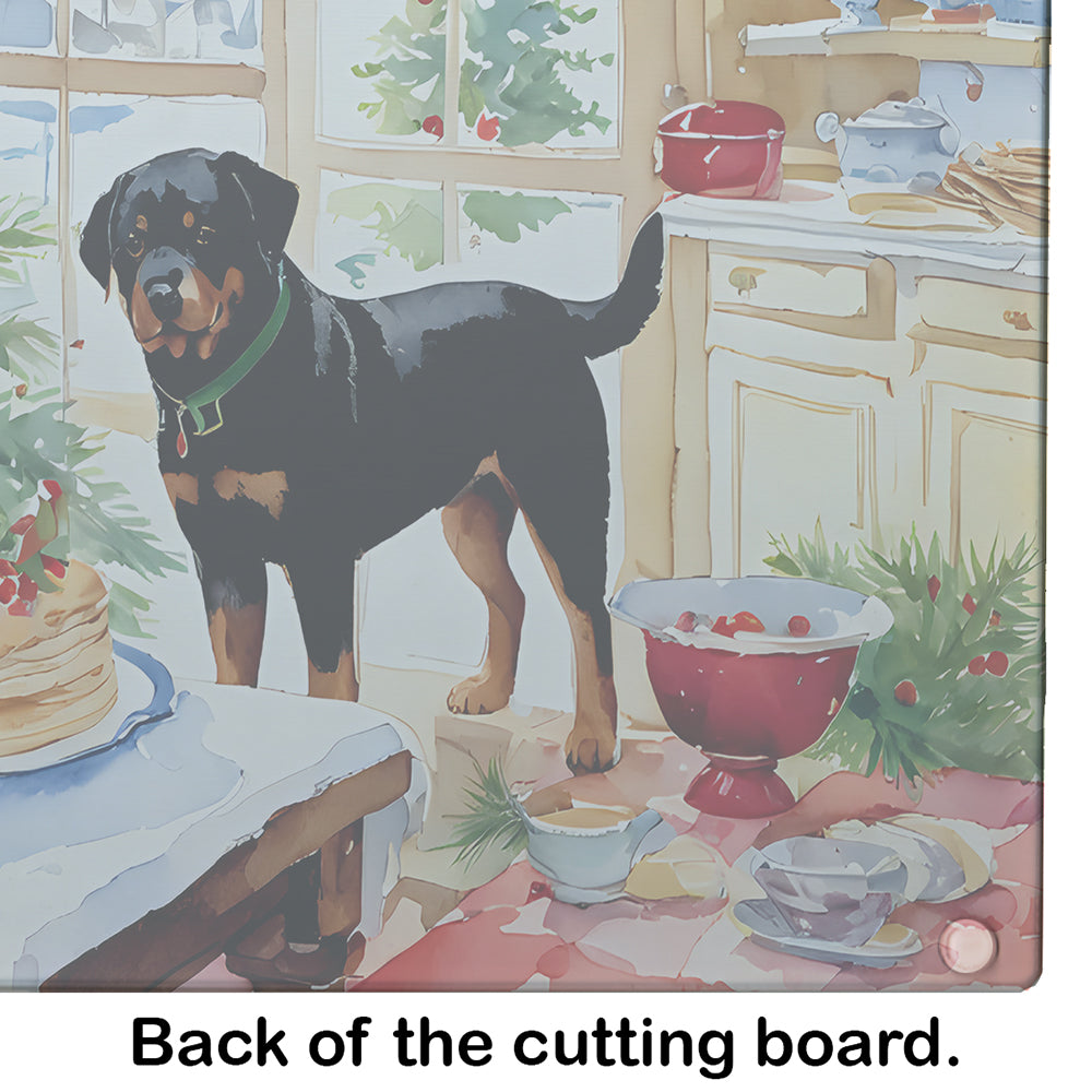 Rottweiler Christmas Cookies Glass Cutting Board